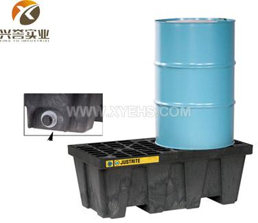 Justrite 雙桶方形盛漏托盤28625(帶排液孔)